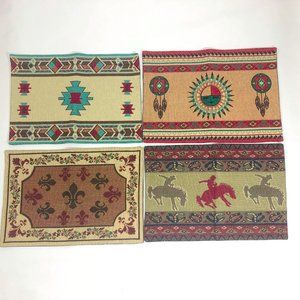 NWT Southwestern Design Tapestry Set of 4 Different Placemats place mats  #X021
